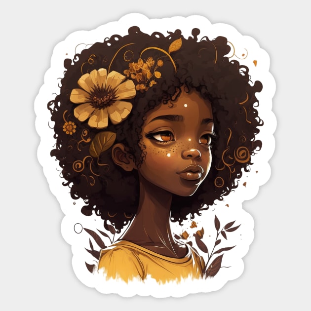 Afro Girl Flowery Sticker by UnrealArtDude